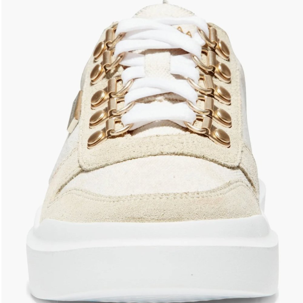 Cole Haan Grandpro Rally Sneaker Neutral Off White Beige Canvas Suede 9.5B